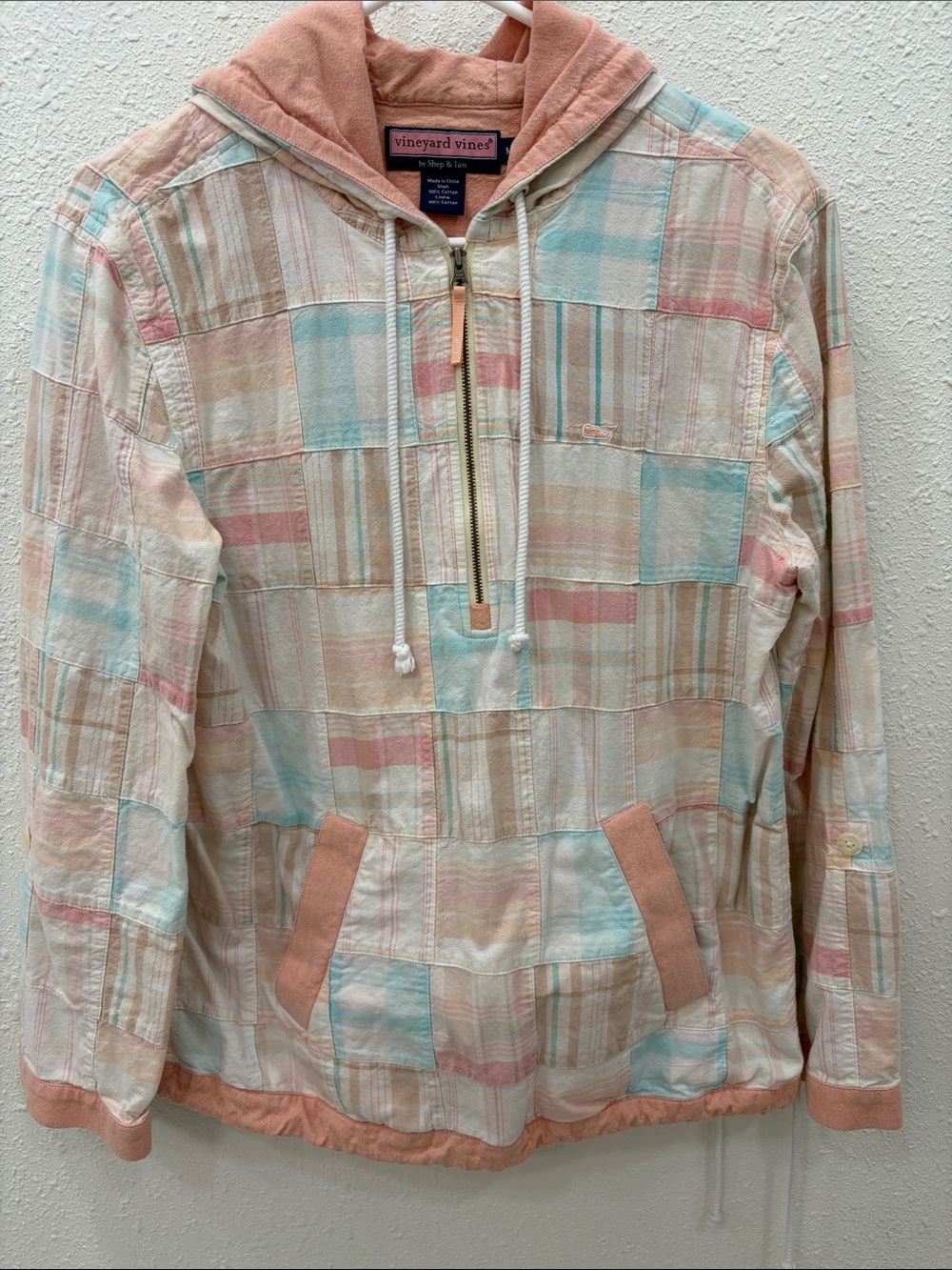 Vineyard Vines Pastel Plaid Hoodie Jacket - Patchwork